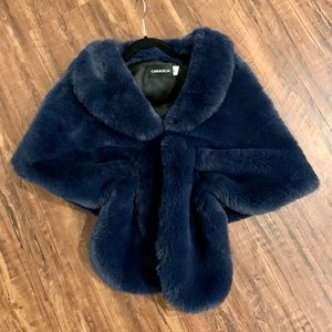 Navy Faux Fur Wrap